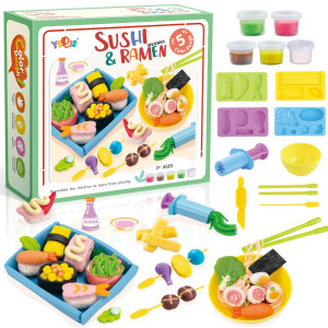 Yiqis Kitchen Creations Sushi Play Food Play Dough Sets For Kids Ages 48 Kitchen Play Toy Playdough Sets For Kids Ages 24 Wit