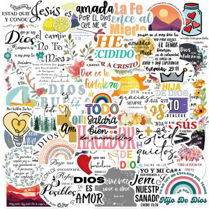 50Pcs Spanish Bible Stickers For Kids Bible Verse Stickers Vinyl Waterproof Christian Stickers For Adults Funny Jesus Scriptur