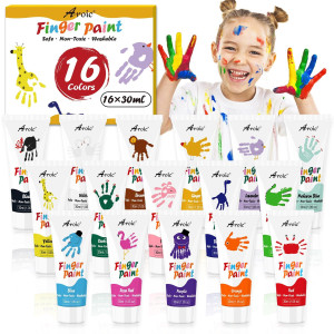 Aroic 16Colors Kids Washable Finger Paint Nontoxic Art Painting Supplies For Toddlers Finger Painting Supplies For Kids Han