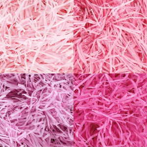 Whaline Valentines Day Grass Raffia Paper Pink Basket Grass Crinkle Cut Paper Pastel Craft Shredded Tissue Raffia Gift Filler Fo