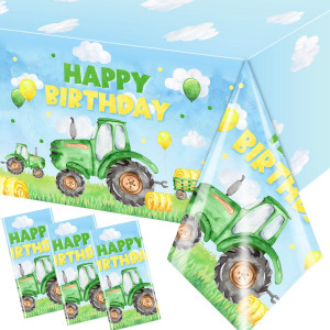 Pymurod Tractor Birthday Party Supplies 3Pcs Farm Tractor Tablecloths Happy Birthday Farm Tractor Table Cover For Kids Birthday