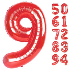 Red 9 Balloon Number Balloon 40 Inch Red Party Decorations Giant Birthday Decorations For 9Th 19Th 29Th 90Th Boy Girl Number