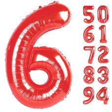 Red 6 Balloon Number Balloon 40 Inch For Red And Black Transformers Marvel Ladybug Party Supplies 6Th Balloons For Birthday 6