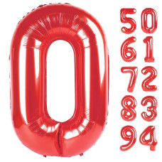 Red Number Balloon 40 Inch 0 Number Balloons 10 20 30 40 50 Numbers Balloon Birthday Decorations For Boxing Themed 49Ers Usa