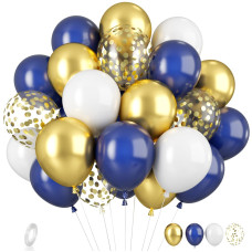 Navy Blue And Gold Balloons Blue And Gold Balloons Gold Confetti Balloons Navy Blue Gold Latex Balloons For Boys Birthday Baby