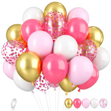 Pink And White Balloons 35Pcs Pink White And Gold Balloons Pink Confetti Balloons Pink Gold And White Balloons For Girls Birth