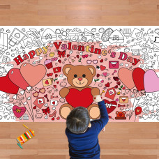 Valentines Giant Coloring Postertableclothvalentines Day Gifts For Kids Classroom School30 X 72 Inches Jumbo Coloring Banner