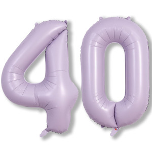 Light Purple Number 40 Birthday Balloons 40 Inch Large Pastel Dusty Purple Mylar Foil Number 4 0 Balloons For Women 40Th Bir