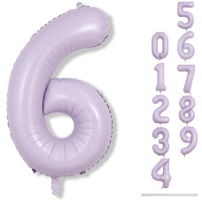 40 Inch Balloon Number 6 Light Purple Large Foil Pastel Purple 6 Balloons Number For Women Lavender Globos De Numero 6 Helium