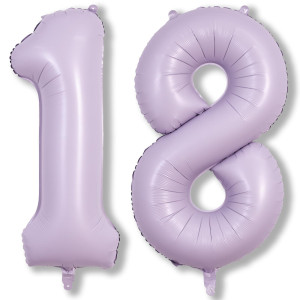 Pastel Dusty Purple Number 18 Birthday Balloons 40 Inch Foil Number 1 8 Balloons For Women 18Th Birthday Balloons Light Purp