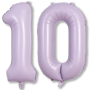 Number Balloons 10 Pastel Purple 40 Inch Lavender Mylar Foil Number 1 0 Balloons For Girls 10Th Birthday Balloons Large Ligh