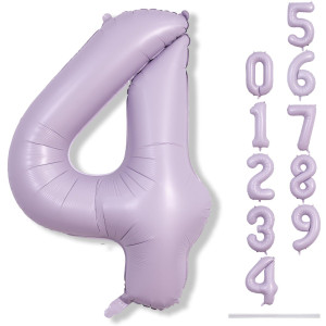 Light Purple Number 4 Balloons 40 In Large Pastel Purple Number 4 Mylar Foil Helium Balloons For Girls Self Inflating Lavender