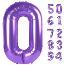 Purple Number Balloon 40 Inch 0 Number Balloons 10 20 30 40 50 Numbers Balloon Birthday Decorations Purple Party Supplies For