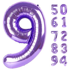 Purple 9 Balloon Number Balloon 40 Inch Purple Party Decorations Giant Birthday Decorations For 9Th 19Th 29Th 90Th Number 9