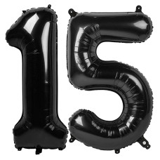 Black Number 15 Balloon 40 Inch 15 Number Balloons 15Th Black Birthday Decorations 15 Year Old Girls Boys Party Supplies