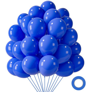 Lovestown 110Pcs Dark Blue Latex Balloons 12 Inch Royal Blue Thicken Helium Balloons With Ribbon For Boys Birthday Graduation E