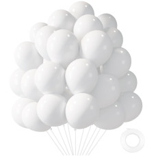 Lovestown 110Pcs White Balloons 12 Inches White Party Balloons Bulk With Ribbon Latex Helium Balloons Garland Arch For Diy Craf