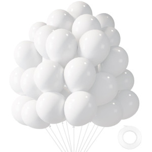 Lovestown 110Pcs White Balloons 12 Inches White Party Balloons Bulk With Ribbon Latex Helium Balloons Garland Arch For Diy Craf