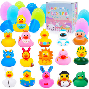 16Pack Easter Eggs With Rubber Duckeaster Egg With Toy Insideeaster Basket Stuffers For Kidseaster Gift For Kids Boys Girlse