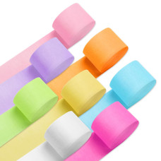 Pigetale Crepe Paper Streamers 8 Rolls 656Ft Party Streamers Pack Of 8 Pastel Colors Crepe Paper For Kids Girls Birthday Party