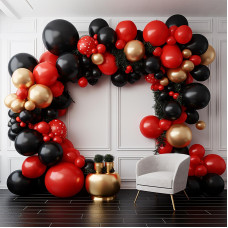 Partywoo Red Black Gold Balloons 140 Pcs Red Black And Chrome Gold Balloons Different Sizes Pack Of 18 Inch 12 Inch 10 Inch 5 I