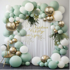 Partywoo Boho Green And Gold Balloons 140 Pcs Boho Green And Chrome Gold Balloons Different Sizes Pack Of 18 Inch 12 Inch 10 In