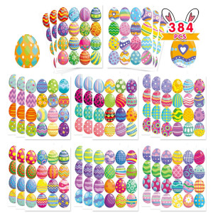 Dujaa 384 Pcs Easter Stickers Easter Egg Stickers For Kids Easter Treats For Kids Envelop Seals Easter Basket Stuffers Easter