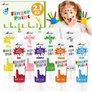 Aroic Finger Paint Set Non Toxic Finger Paints 8 Colors 60Ml Art Painting Supplies For Toddlers Finger Painting Supplies For