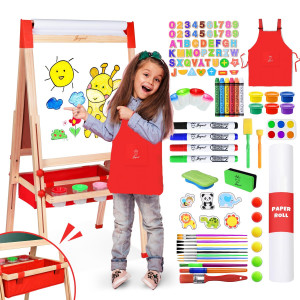 Joyooss Art Easel For Kids Easel For Toddlers Adjustable Standing Double Sided Toddler Easels Kids Chalkboard Kid Easel With Pa