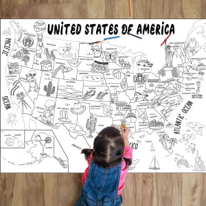 Naozinebi Us Map Coloring Poster For Kids Giant Coloring Poster Large Us States Map Coloring Tablecloth Jumbo Coloring Books For