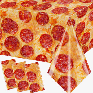 Pizza Tablecloth 3Pcs Rectangle Pizza Party Supplies Table Cover Pizza Birthday Party Tablecloth Decorations For Kids Boys Gir