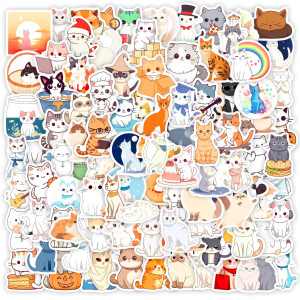 100Pcs Cute Cat Stickers Unique Designed Kawaii Cat Stickers For Teens Water Bottle Stickers Waterproof Vinyl Laptop Stickers Fo