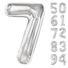 Silver 7 Balloon Number Balloons 40 Inch 7Th Birthday Decorations For Kids Girls Boys Silver Party Decoration For Women Men