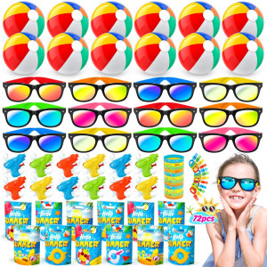 Smallzi Pool Party Favors And Beach Party Favors 72 Pcs Kids Party Favors Goodie Bags Stuffers Beach Balls Kids Sunglasses Bul