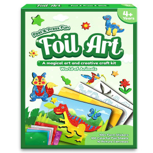 Foil Art Craft Activity For Kids Foil Art Dinosaur Animal Toy Kit No Mess Creative Travel Supplies For Kids 4 5 6 7 8 9 Year