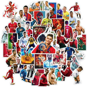 Ziyziiy Football Star Stickers Ronaldo Sticker Decals 50 Pcs For Hydro Flasks Laptop Phone Case Computer Water Bottle