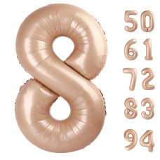 Light Brown 8 Balloon Tan Number Balloons 40 Inch 8Th Beige Birthday Decorations For Boys Girls Sandy Brown Birthday Balloons