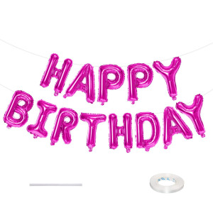 Happy Birthday Balloon Banner 16 Inch Hot Pink Happy Birthday Foil Balloon Mylar Happy Birthday Sign Bunting Banner Self Infla