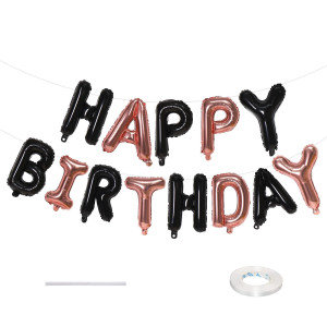 Happy Birthday Balloon Banner Rose Gold 16 Inch Happy Birthday Foil Black Balloon Happy Birthday Sign Bunting Banner Self Infl