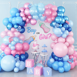 Pink Blue Balloon Arch Garland Kit 152Pcs 18105 Inch Gender Reveal Balloons Metallic Blue Pink Mixed Party Balloons Pearl Bl