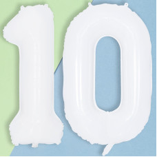 White 10 Balloons Number 40 Inch Helium Foil Number 1 0 Balloons For 10 Year Old Birthday Decorations Large Self Inflating M