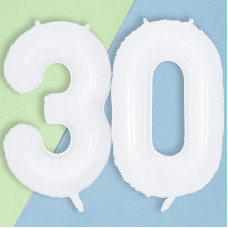 White 30 Number Balloons 40 Inch Helium Foil Number 3 0 Balloons For 30 Year Old Birthday Decorations Large Self Inflating M