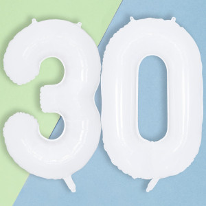 White 30 Number Balloons 40 Inch Helium Foil Number 3 0 Balloons For 30 Year Old Birthday Decorations Large Self Inflating M