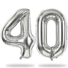 40 Balloons Silver Giant Number 4 0 Helium Foil Balloon For Women 40Th Birthday Decor 40 Self Inflating Mylar Number 40 Ba