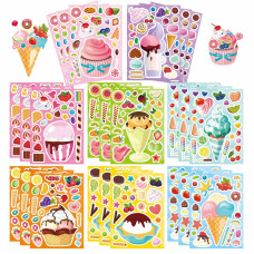 24 Sheets Makeaface Stickers Make Your Own Ice Cream Mix And Match Sticker Sheets Diy Summer Ice Cream Stickers For Kids Part