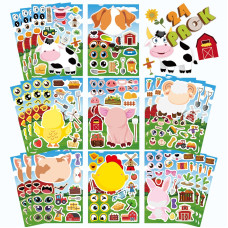 24 Sheets Makeaface Sticker Sheets Make Your Own Animal Mix And Match Sticker Sheets Farm Animal Stickers For Kids Birthday G