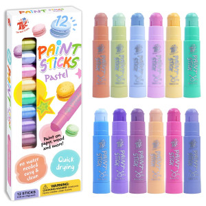 Tbc The Best Crafts Paint Sticks 12 Colors Pastel Washable Paint Nontoxic Tempera Paint Sticks For Kids And Students