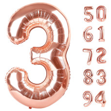 Rose Gold 3 Balloon Number Balloons 40 Inch 3Rd Birthday Decorations For Kids Girls Boys Men Women Party Supplies For Party D