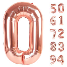 Rose Gold Number Balloon 40 Inch 0 Number Balloons 10 20 30 40 50 Numbers Balloon Birthday Decorations Party Supplies For Wom