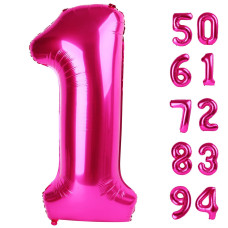 40 Inch Hot Pink 1 Balloon For First Birthday 1St Number Balloons Birthday Decorations For Girl Kids Toddler Baby One Giant Nu